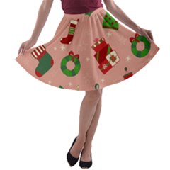 Gifts-christmas-stockings A-line Skater Skirt by nateshop