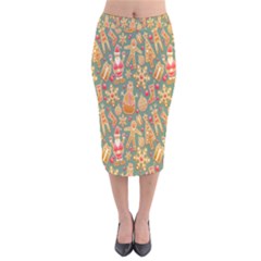 Pattern-santa Velvet Midi Pencil Skirt by nateshop