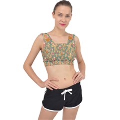 Pattern-santa V-back Sports Bra