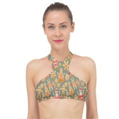 Pattern-santa High Neck Bikini Top by nateshop