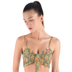 Pattern-santa Woven Tie Front Bralet by nateshop