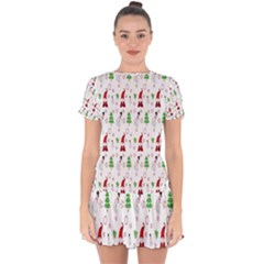 Santa-claus Drop Hem Mini Chiffon Dress by nateshop