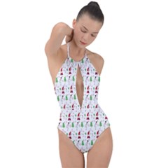 Santa-claus Plunge Cut Halter Swimsuit by nateshop