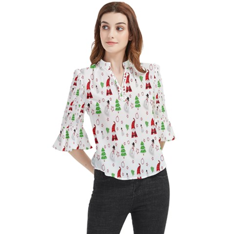 Santa-claus Loose Horn Sleeve Chiffon Blouse by nateshop