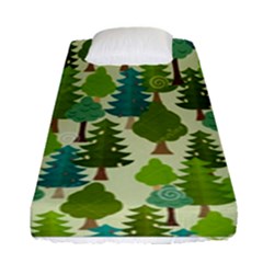 Seamless-forest-pattern-cartoon-tree Fitted Sheet (single Size) by nateshop