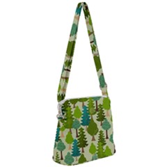 Seamless-forest-pattern-cartoon-tree Zipper Messenger Bag by nateshop