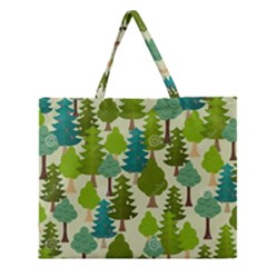 Seamless-forest-pattern-cartoon-tree Zipper Large Tote Bag by nateshop