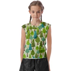 Seamless-forest-pattern-cartoon-tree Kids  Raglan Cap Sleeve Tee by nateshop