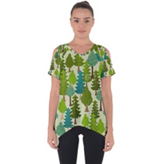 Seamless-forest-pattern-cartoon-tree Cut Out Side Drop Tee