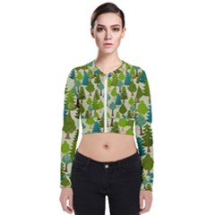 Seamless-forest-pattern-cartoon-tree Long Sleeve Zip Up Bomber Jacket by nateshop