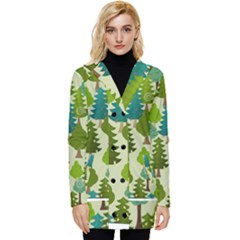 Seamless-forest-pattern-cartoon-tree Button Up Hooded Coat  by nateshop