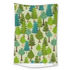 Seamless-forest-pattern-cartoon-tree Large Tapestry by nateshop