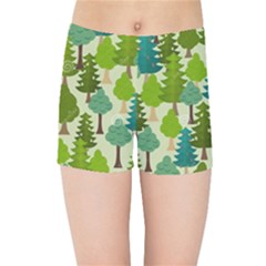 Seamless-forest-pattern-cartoon-tree Kids  Sports Shorts by nateshop