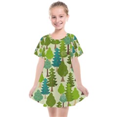 Seamless-forest-pattern-cartoon-tree Kids  Smock Dress by nateshop