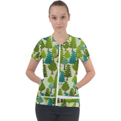 Seamless-forest-pattern-cartoon-tree Short Sleeve Zip Up Jacket by nateshop