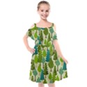 Seamless-forest-pattern-cartoon-tree Kids  Cut Out Shoulders Chiffon Dress View1