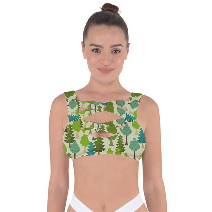 Seamless-forest-pattern-cartoon-tree Bandaged Up Bikini Top