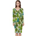 Seamless-forest-pattern-cartoon-tree Long Sleeve V-Neck Bodycon Dress  View1