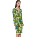 Seamless-forest-pattern-cartoon-tree Long Sleeve V-Neck Bodycon Dress  View3