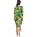 Seamless-forest-pattern-cartoon-tree Long Sleeve V-Neck Bodycon Dress  View4