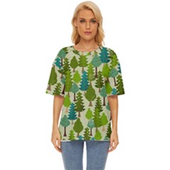 Seamless-forest-pattern-cartoon-tree Oversized Basic Tee by nateshop