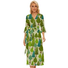 Seamless-forest-pattern-cartoon-tree Midsummer Wrap Dress by nateshop