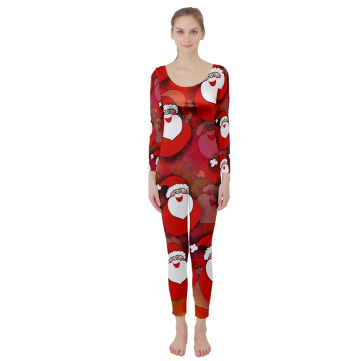 Seamless-santa Claus Long Sleeve Catsuit