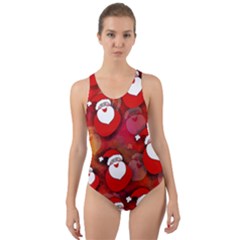 Seamless-santa Claus Cut-out Back One Piece Swimsuit by nateshop