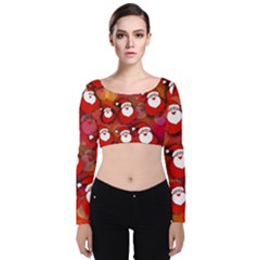 Seamless-santa Claus Velvet Long Sleeve Crop Top by nateshop