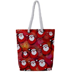 Seamless-santa Claus Full Print Rope Handle Tote (small) by nateshop