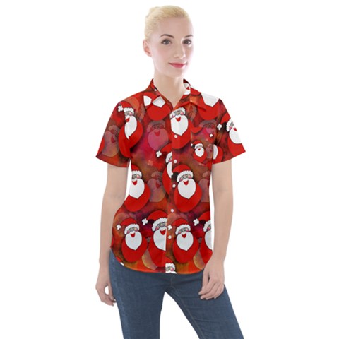 Seamless-santa Claus Women s Short Sleeve Pocket Shirt by nateshop