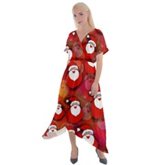 Seamless-santa Claus Cross Front Sharkbite Hem Maxi Dress by nateshop