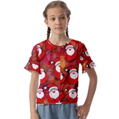 Seamless-santa Claus Kids  Cuff Sleeve Scrunch Bottom Tee