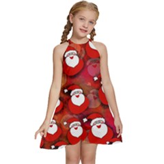 Seamless-santa Claus Kids  Halter Collar Waist Tie Chiffon Dress by nateshop