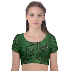 Starchristmas Velvet Short Sleeve Crop Top  by nateshop