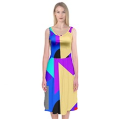 Shape Colorful Creativity Abstract Pattern Midi Sleeveless Dress by Ravend