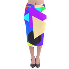 Shape Colorful Creativity Abstract Pattern Velvet Midi Pencil Skirt by Ravend