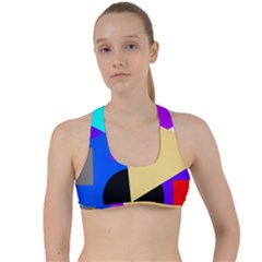 Shape Colorful Creativity Abstract Pattern Criss Cross Racerback Sports Bra by Ravend