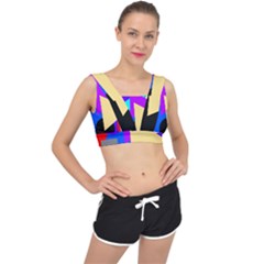 Shape Colorful Creativity Abstract Pattern V-back Sports Bra by Ravend