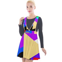 Shape Colorful Creativity Abstract Pattern Plunge Pinafore Velour Dress by Ravend