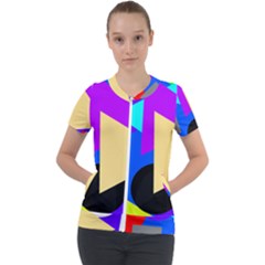 Shape Colorful Creativity Abstract Pattern Short Sleeve Zip Up Jacket by Ravend