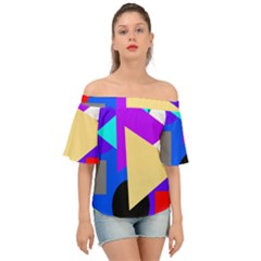 Shape Colorful Creativity Abstract Pattern Off Shoulder Short Sleeve Top by Ravend