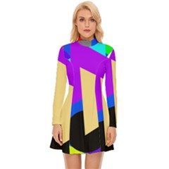 Shape Colorful Creativity Abstract Pattern Long Sleeve Velour Longline Dress by Ravend