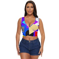 Shape Colorful Creativity Abstract Pattern Women s Sleeveless Wrap Top by Ravend