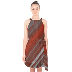 Colored Pattern Bokeh Blurred Blur Halter Collar Waist Tie Chiffon Dress by Ravend