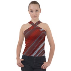 Colored Pattern Bokeh Blurred Blur Cross Neck Velour Top by Ravend