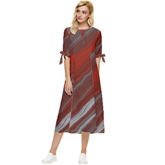 Colored Pattern Bokeh Blurred Blur Bow Sleeve Chiffon Midi Dress by Ravend