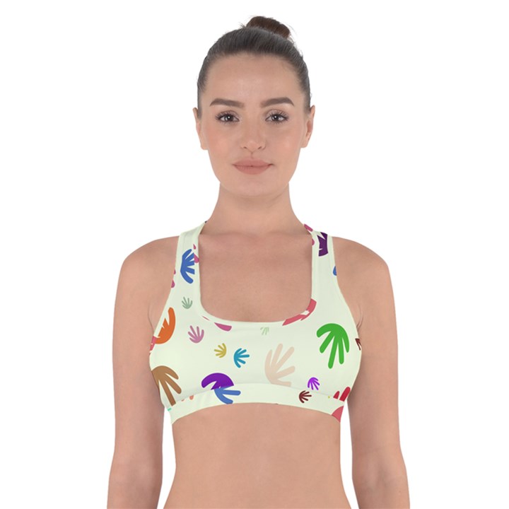 Doodle Squiggles Colorful Pattern Cross Back Sports Bra