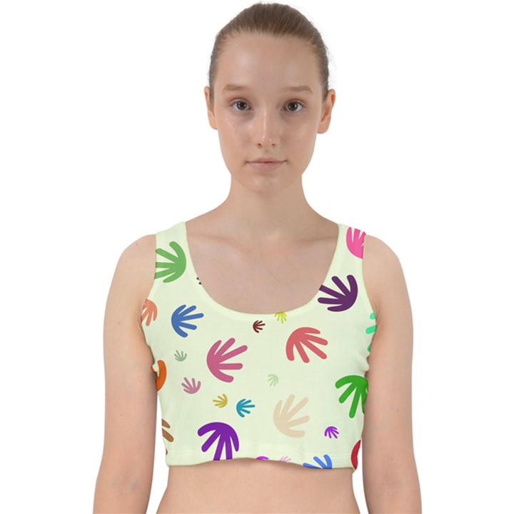 Doodle Squiggles Colorful Pattern Velvet Racer Back Crop Top