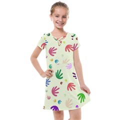 Doodle Squiggles Colorful Pattern Kids  Cross Web Dress by Ravend